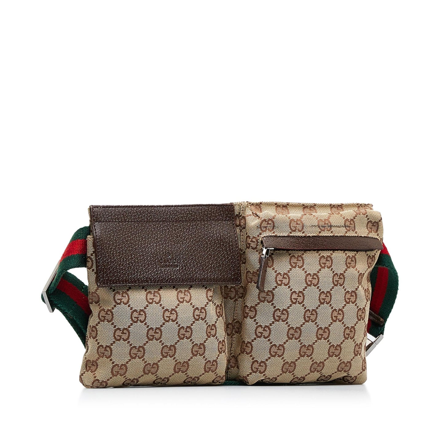 Gucci GG Canvas Web Double Pocket Belt Bag (SHG-YovxPn)