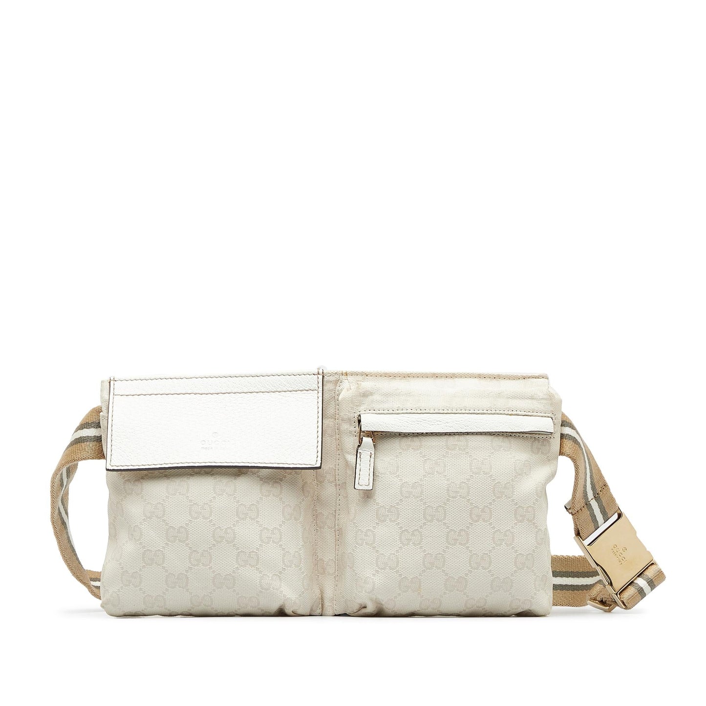 Gucci GG Canvas Web Double Pocket Belt Bag (SHG-vEpWK1)