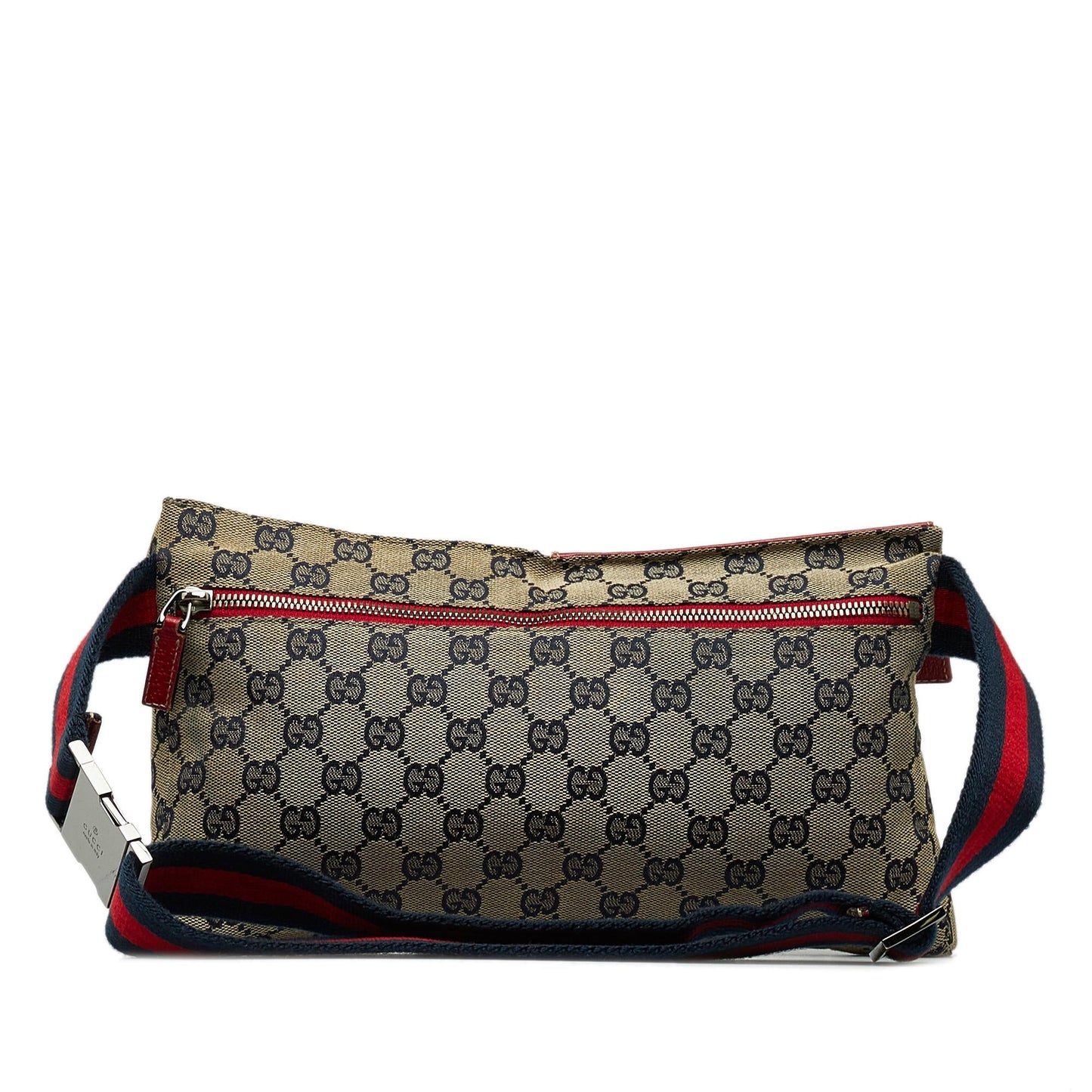 Gucci GG Canvas Web Double Pocket Belt Bag (SHG-u7MA9p)