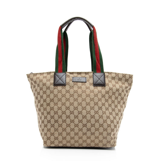 Gucci GG Canvas Web Large Tote (SHF-oTyQoP)