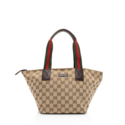Gucci GG Canvas Web Small Tote (SHF-zJSZ0v)