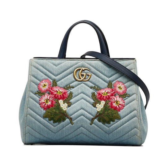 Gucci GG Marmont Denim Satchel (SHG-i403pj)