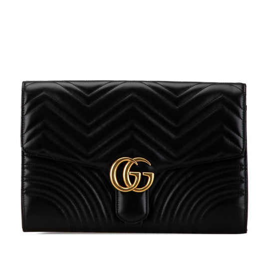 Gucci GG Marmont Matelasse Flap Leather Clutch (SHG-WIIc7g)