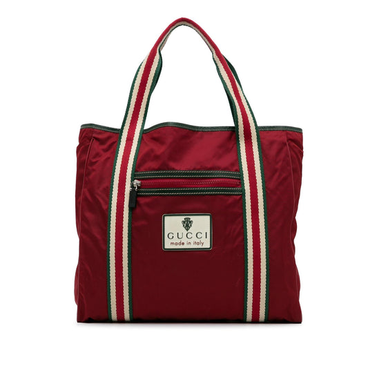 Gucci GG Nylon Crest Sherry Line Web Tote (SHG-Bio25q)