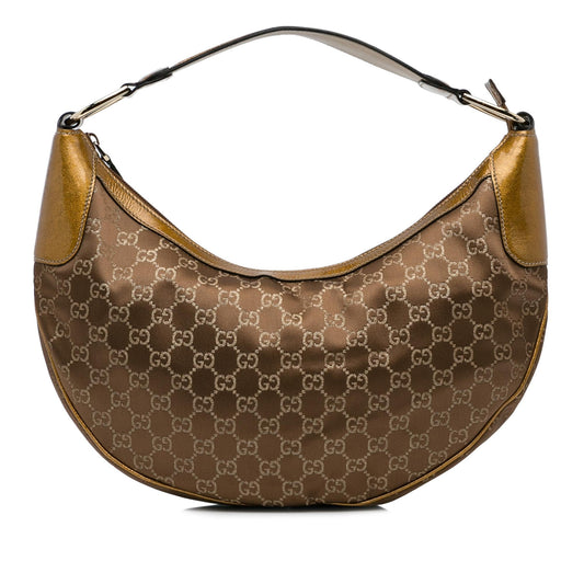 Gucci GG Satin Half Moon Hobo Bag (SHG-f8SFVJ)
