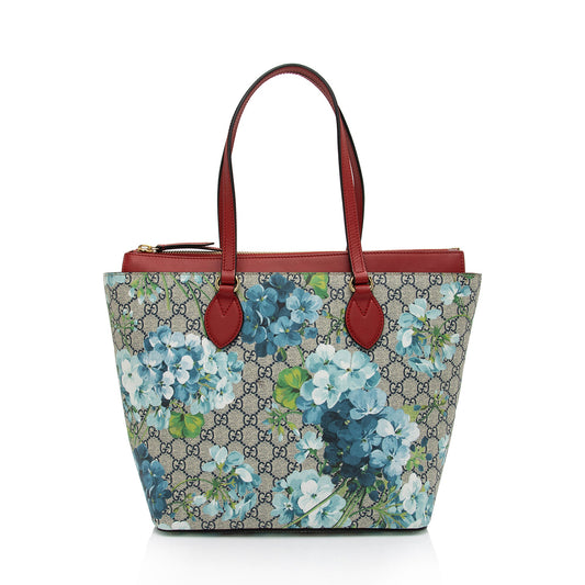 Gucci GG Supreme Blooms Large Zip Tote (SHF-qDfhoQ)