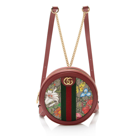 Gucci GG Supreme Flora Ophidia Round Mini Backpack (SHF-YLliBe)