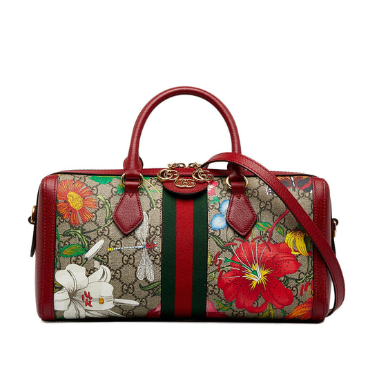 Gucci GG Supreme Ophidia Web Flora Satchel (SHG-DQ9HBO)