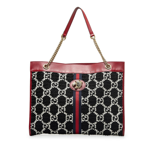 Gucci GG Tweed Rajah Web Tote (SHG-skW4za)