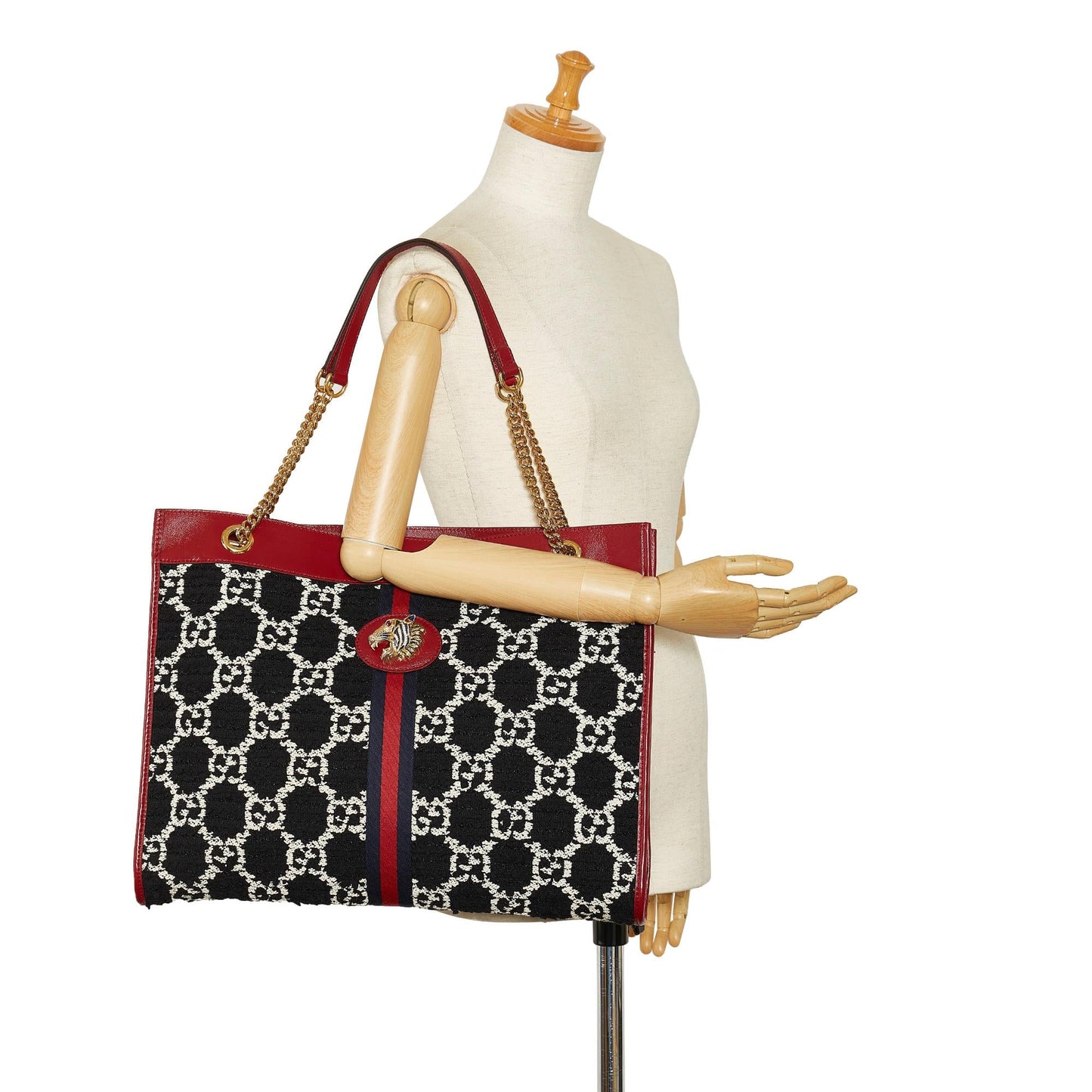 Gucci GG Tweed Rajah Web Tote (SHG-skW4za)
