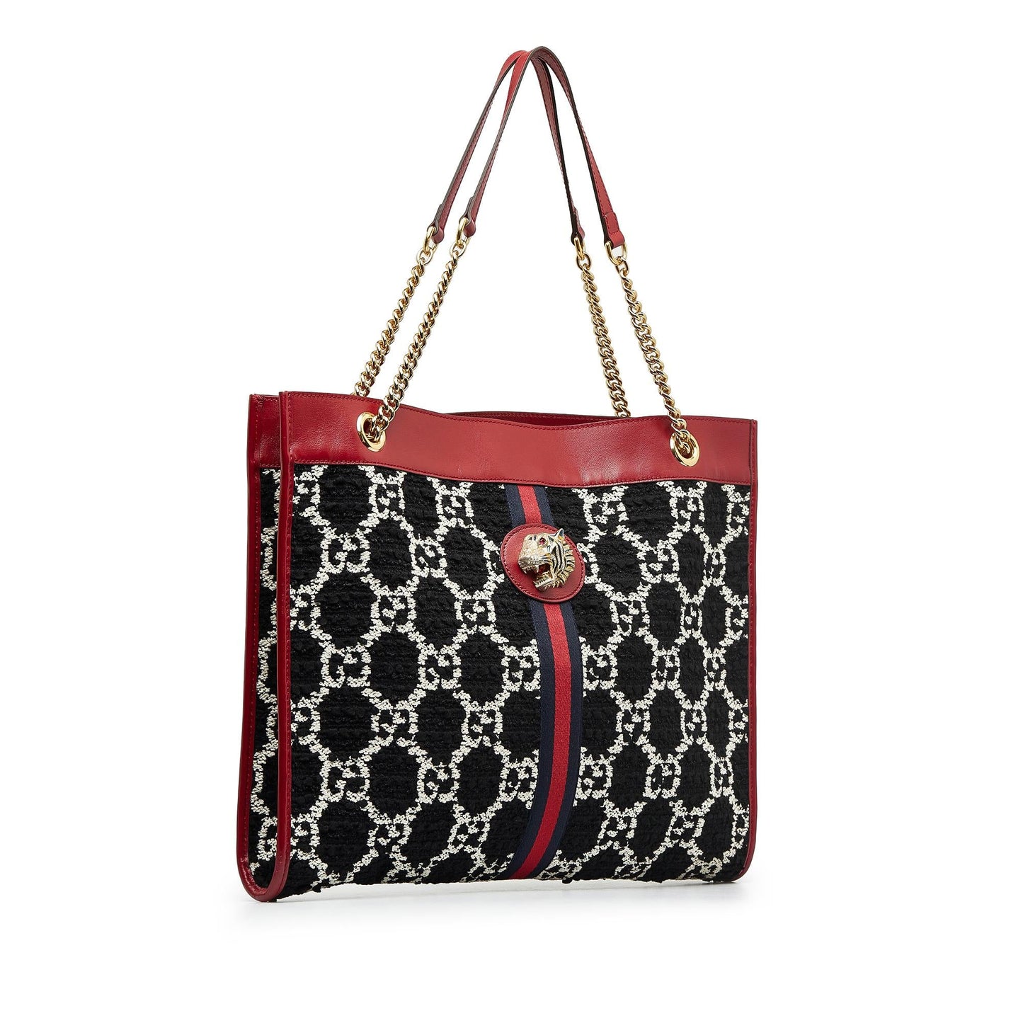 Gucci GG Tweed Rajah Web Tote (SHG-skW4za)