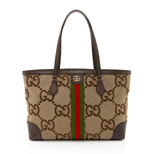 Gucci Jumbo GG Canvas Ophidia Medium Tote (SHF-nLNam4)