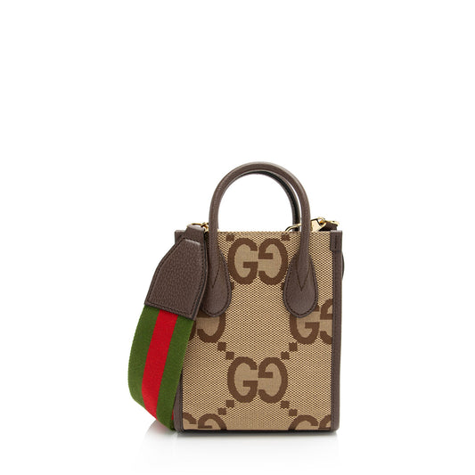 Gucci Jumbo GG Canvas Vertical Mini Tote (SHF-WxnvE9)