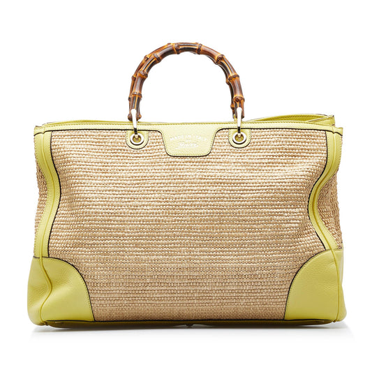 Gucci Large Bamboo Raffia Satchel (SHG-xxZMBj)