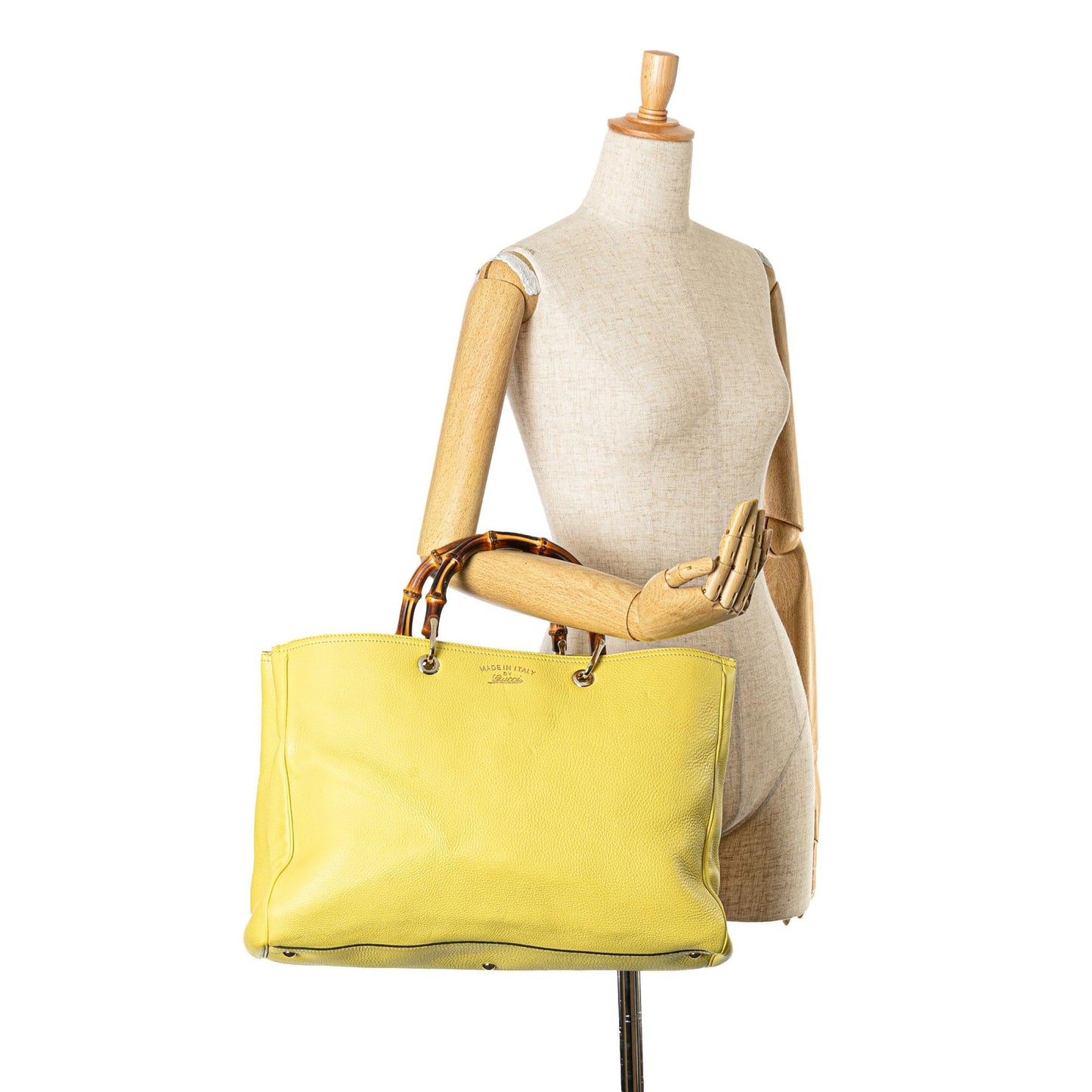 Gucci Large Calfskin Bamboo Shopper Satchel (SHG-ageQGN)