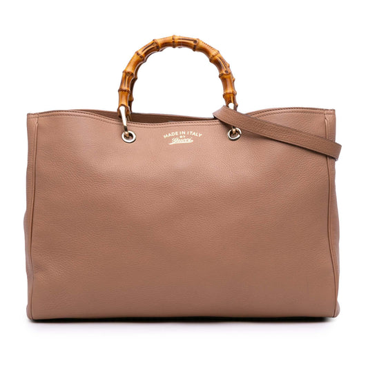 Gucci Large Calfskin Bamboo Shopper Satchel