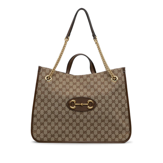 Gucci Large GG Canvas 1955 Horsebit Chain Tote (SHG-y7zkCB)