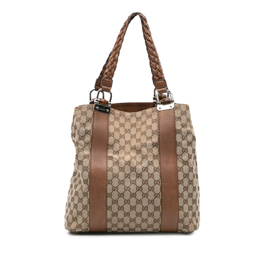 Gucci Large GG Canvas Bamboo Bar Tote