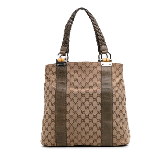 Gucci Large GG Canvas Bamboo Libeccio Tote