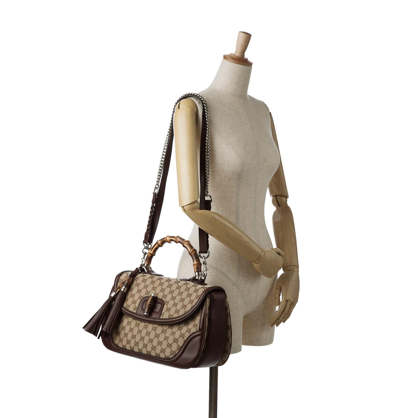 Gucci Large GG Canvas New Bamboo Satchel (SHG-rWP7tz)