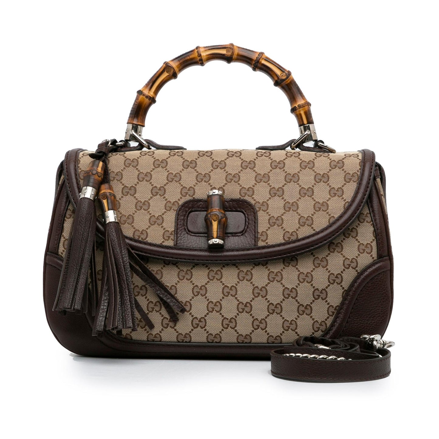 Gucci Large GG Canvas New Bamboo Satchel (SHG-rWP7tz)