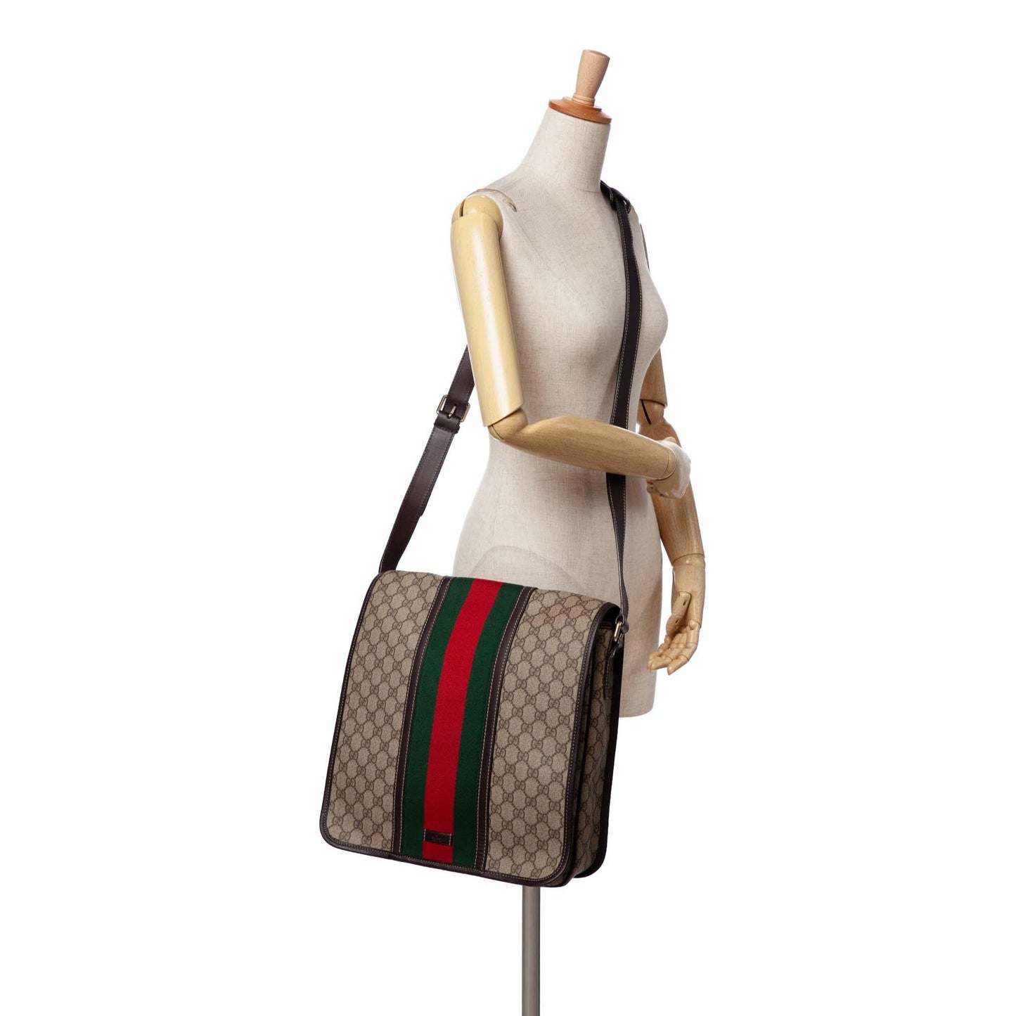 Gucci Large GG Supreme Web Flap Messenger Bag