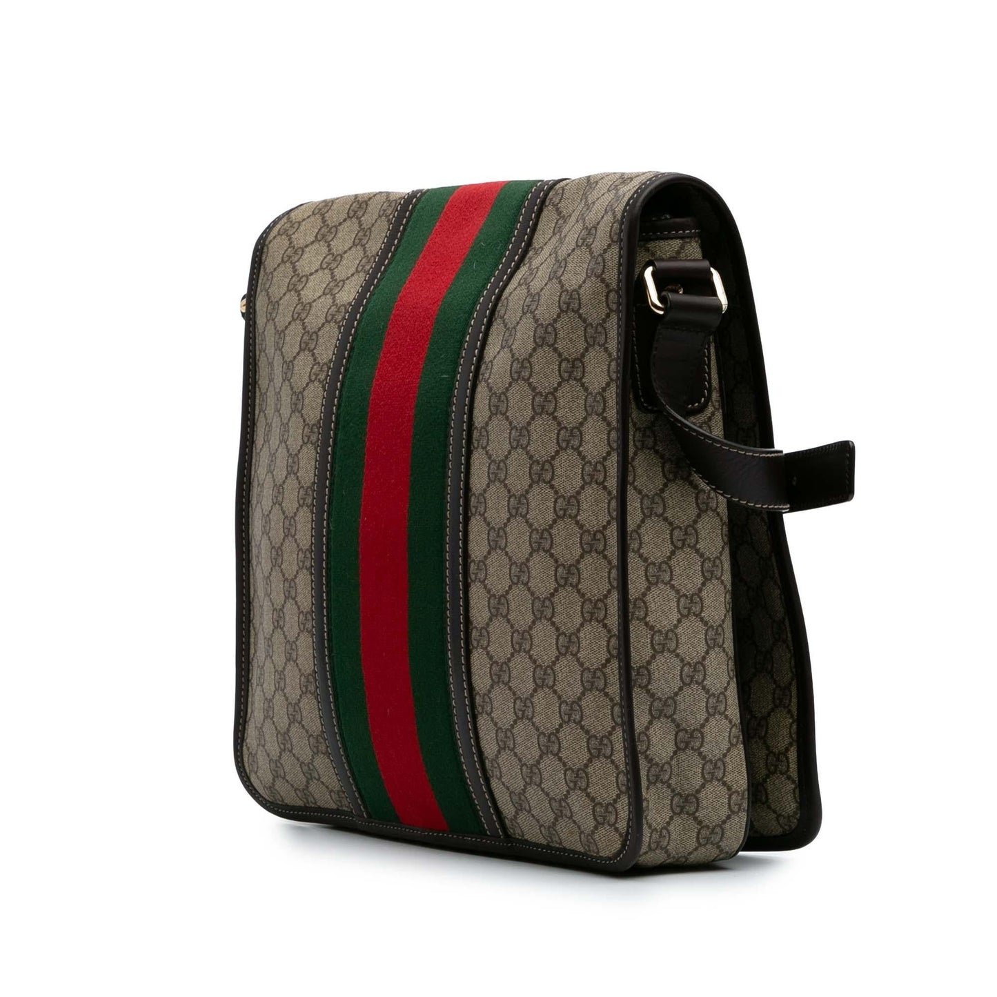 Gucci Large GG Supreme Web Flap Messenger Bag
