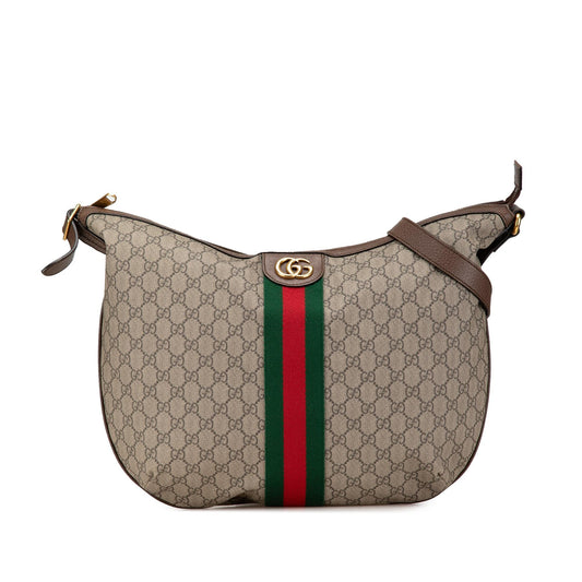 Gucci Large GG Supreme Web Ophidia Half Moon Hobo