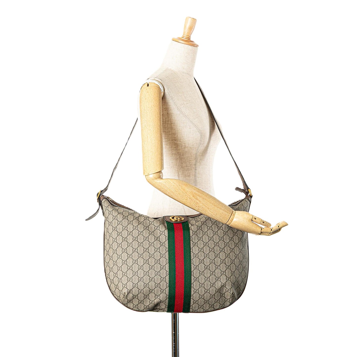 Gucci Large GG Supreme Web Ophidia Half Moon Hobo