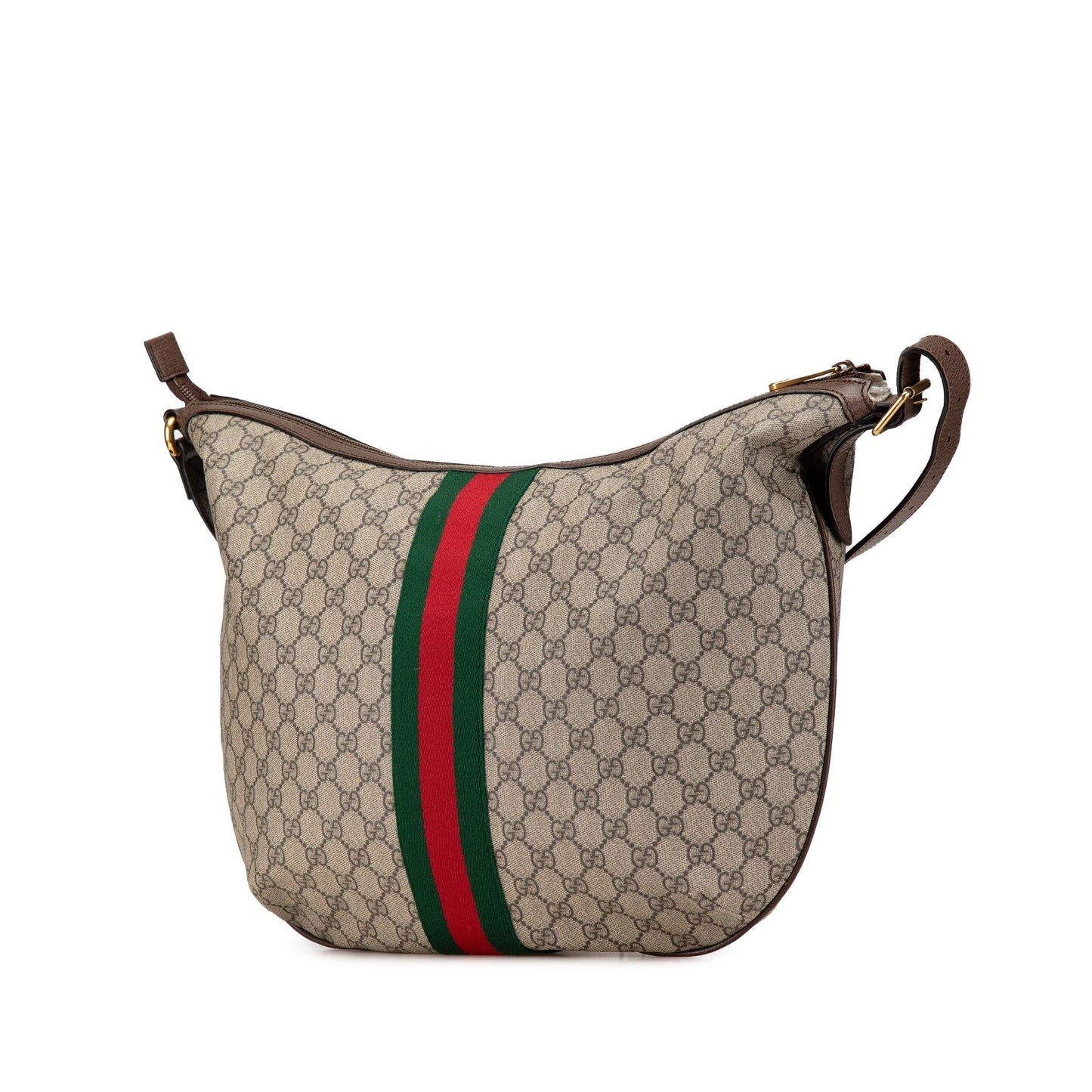 Gucci Large GG Supreme Web Ophidia Half Moon Hobo