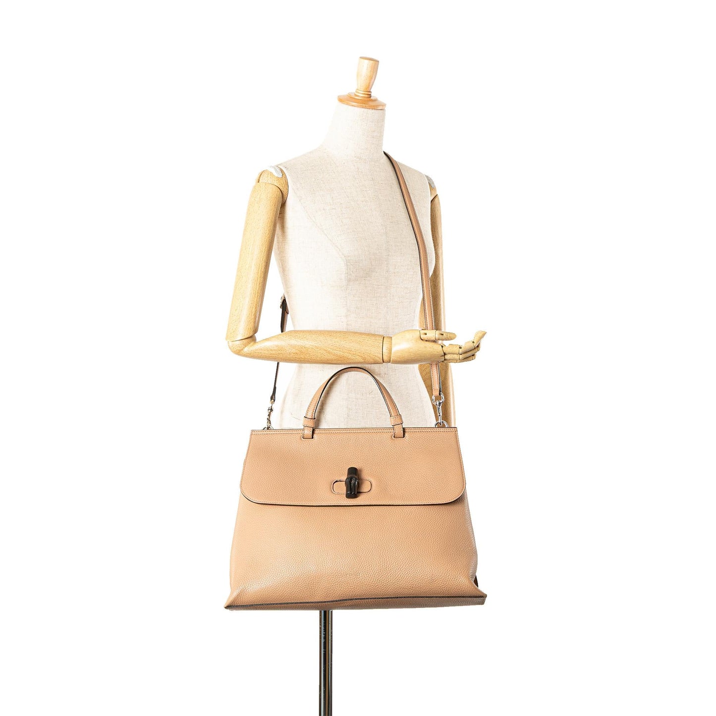 Gucci Large Leather Bamboo Daily Satchel