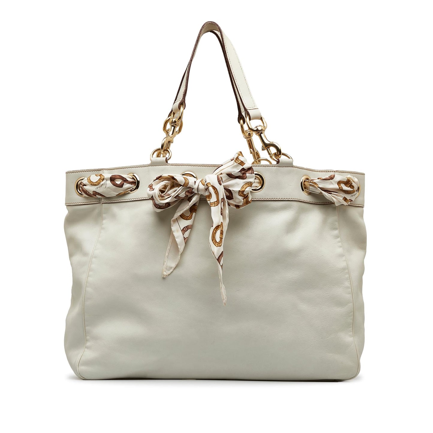 Gucci Large Leather Positano Scarf Tote (SHG-EgnKIT)