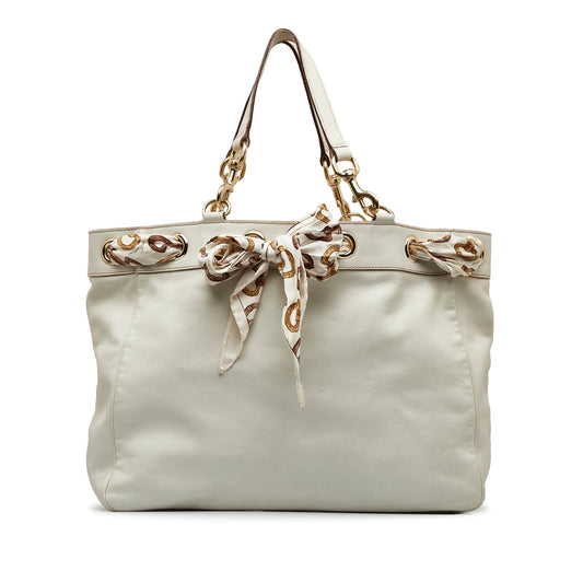 Gucci Large Leather Positano Scarf Tote (SHG-EgnKIT)