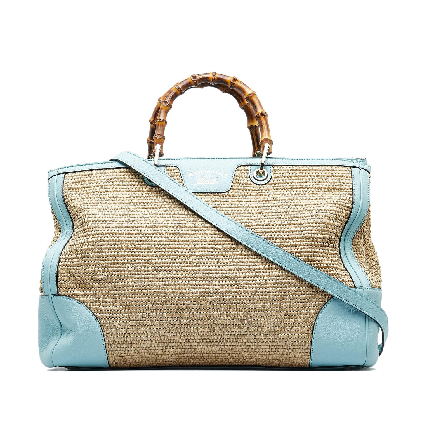 Gucci Large Raffia Bamboo Shopper (SHG-wkXCkH)