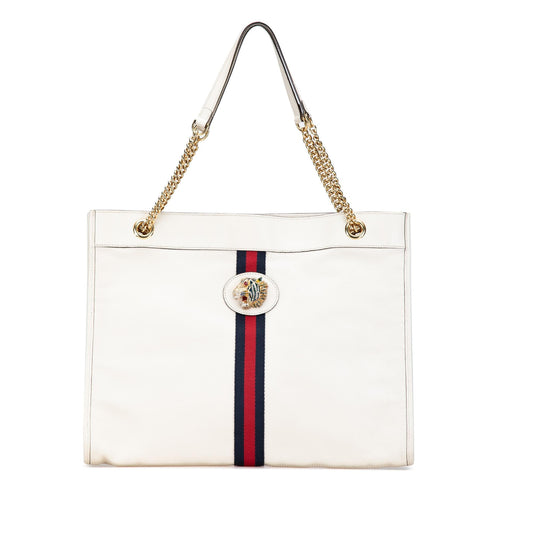 Gucci Large Web Leather Rajah Tote