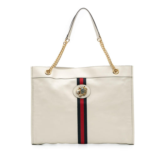 Gucci Large Web Leather Rajah Tote