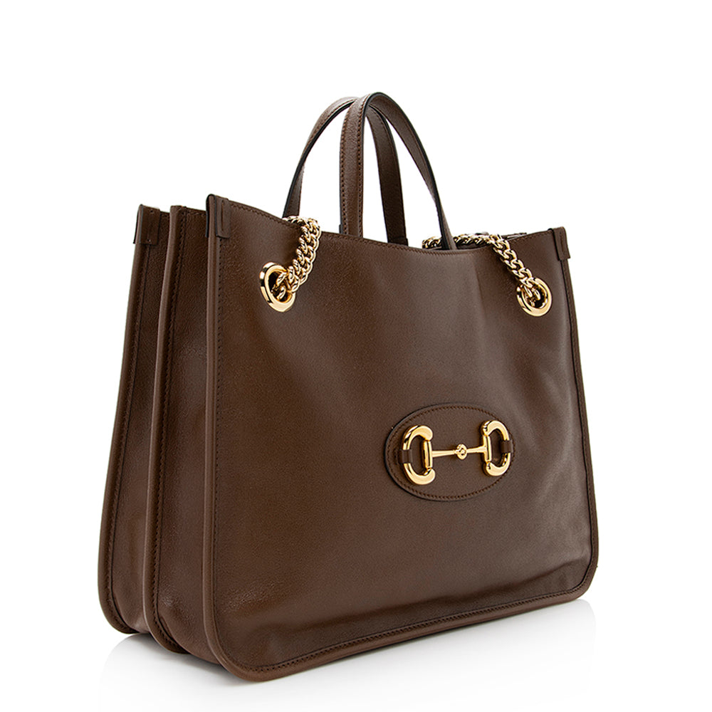 Gucci Leather Horsebit 1955 Medium Tote (SHF-19180)