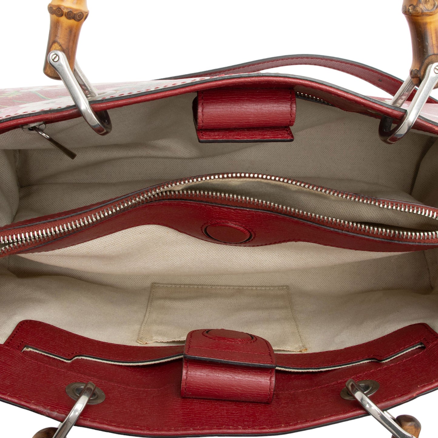 Gucci Leather Bamboo Blooms Medium Shopper Tote