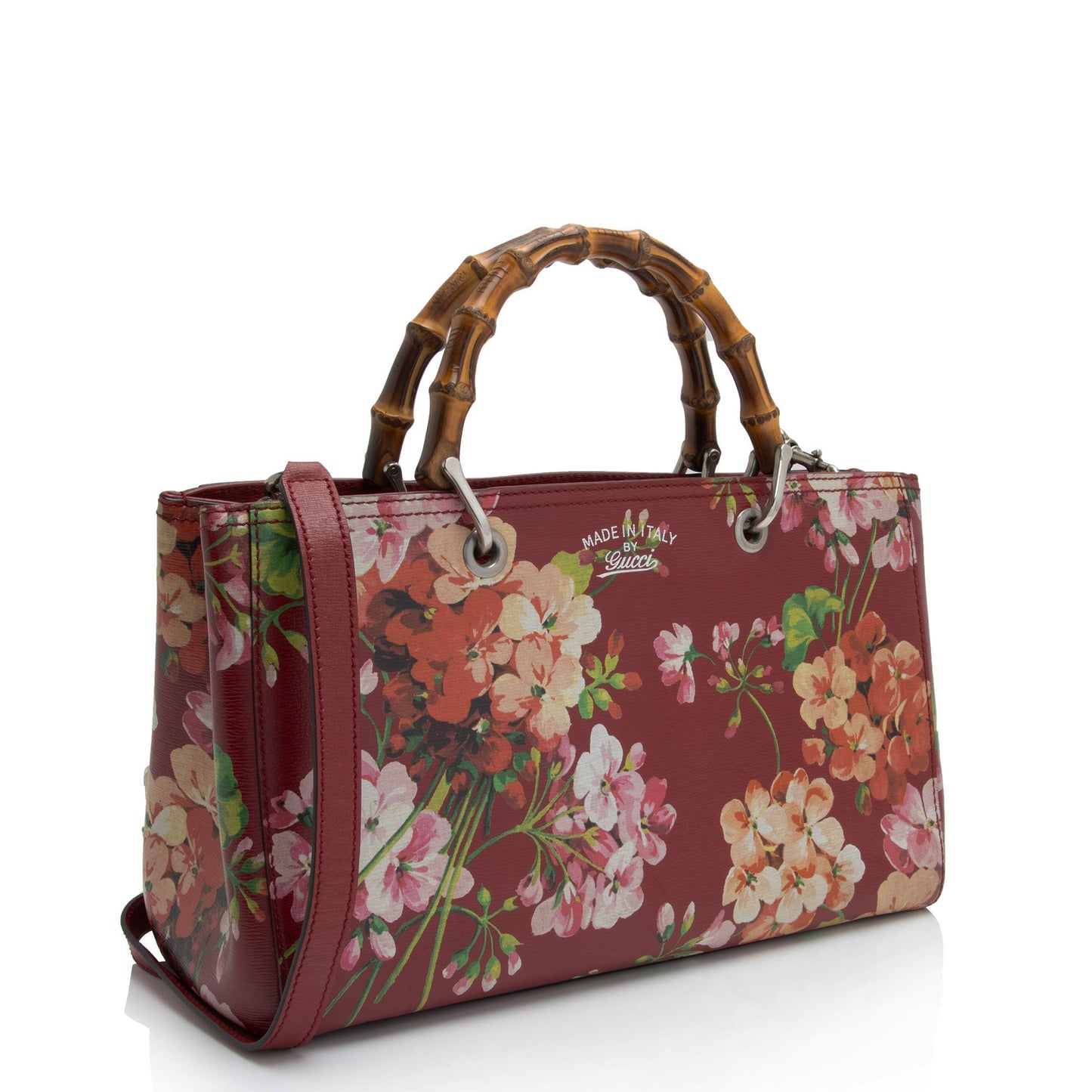 Gucci Leather Bamboo Blooms Medium Shopper Tote
