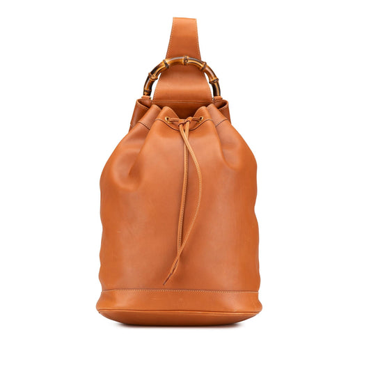 Gucci Leather Bamboo Drawstring Backpack (SHG-Ko4tY8)