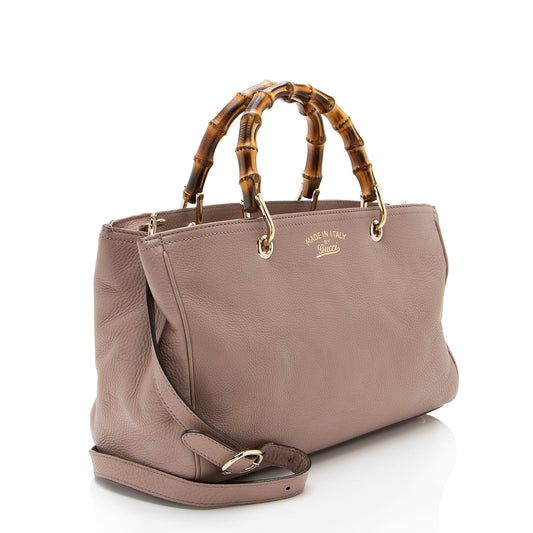 Gucci Leather Bamboo Medium Shopper Tote