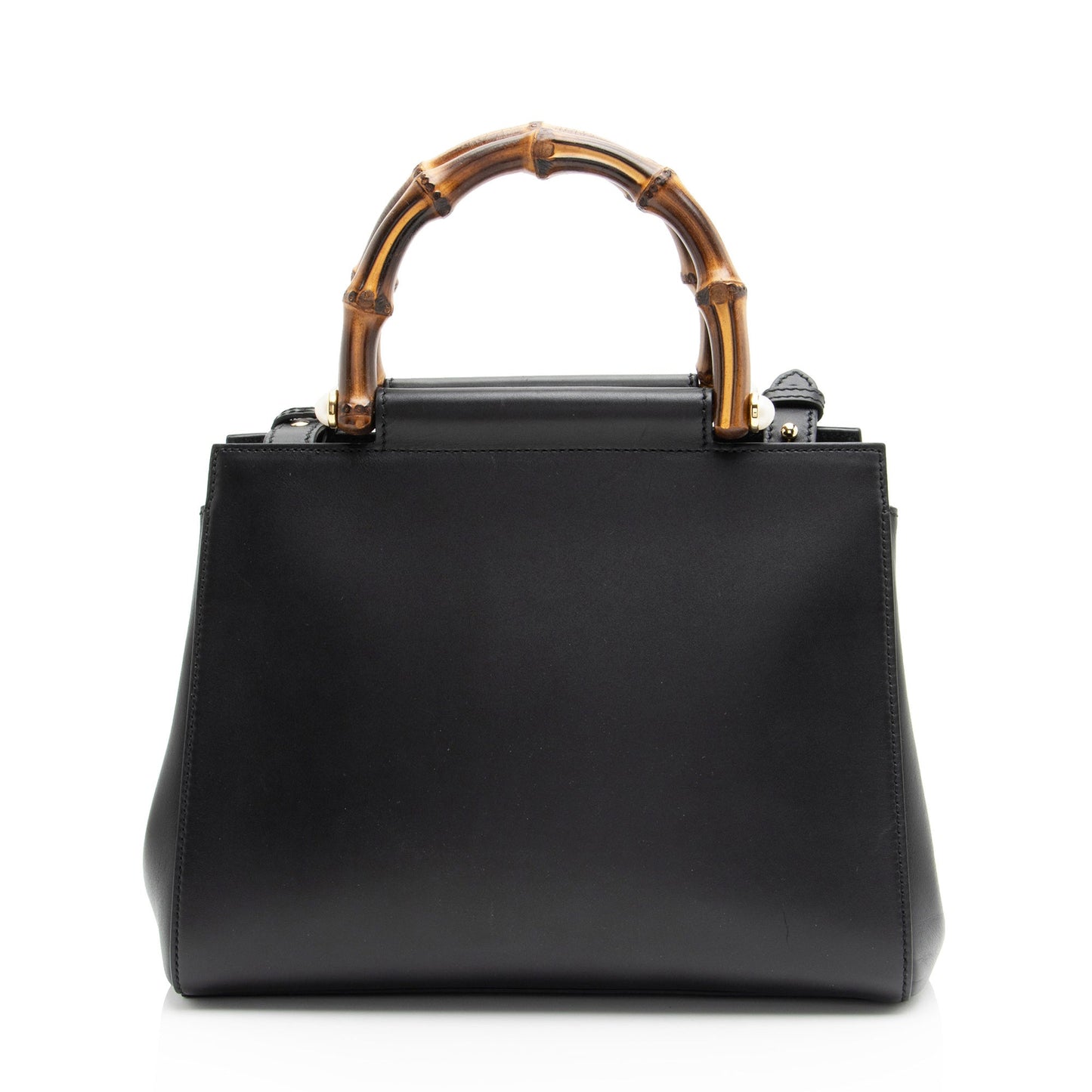 Gucci Leather Bamboo Nymphaea Small Top Handle (SHF-lcy8Sb)
