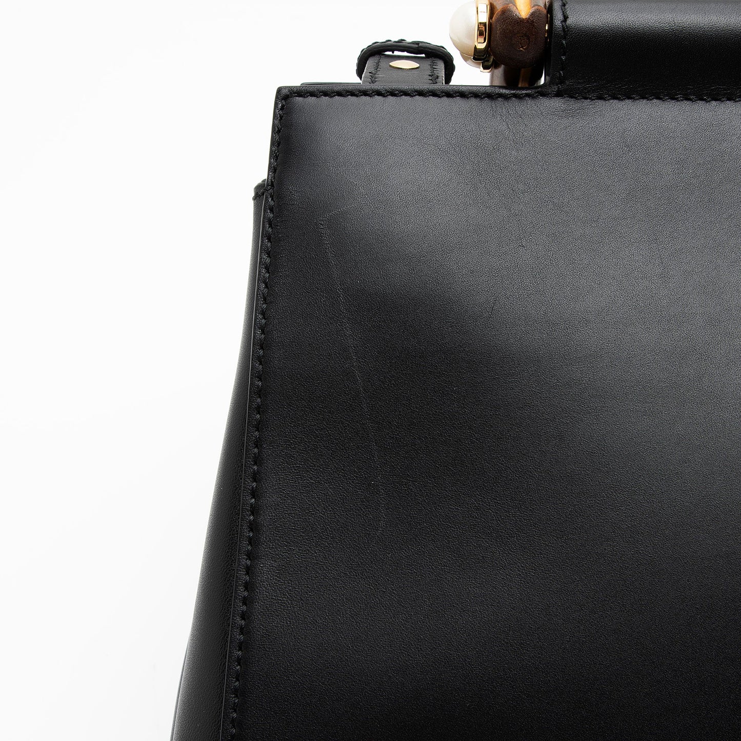 Gucci Leather Bamboo Nymphaea Small Top Handle (SHF-lcy8Sb)
