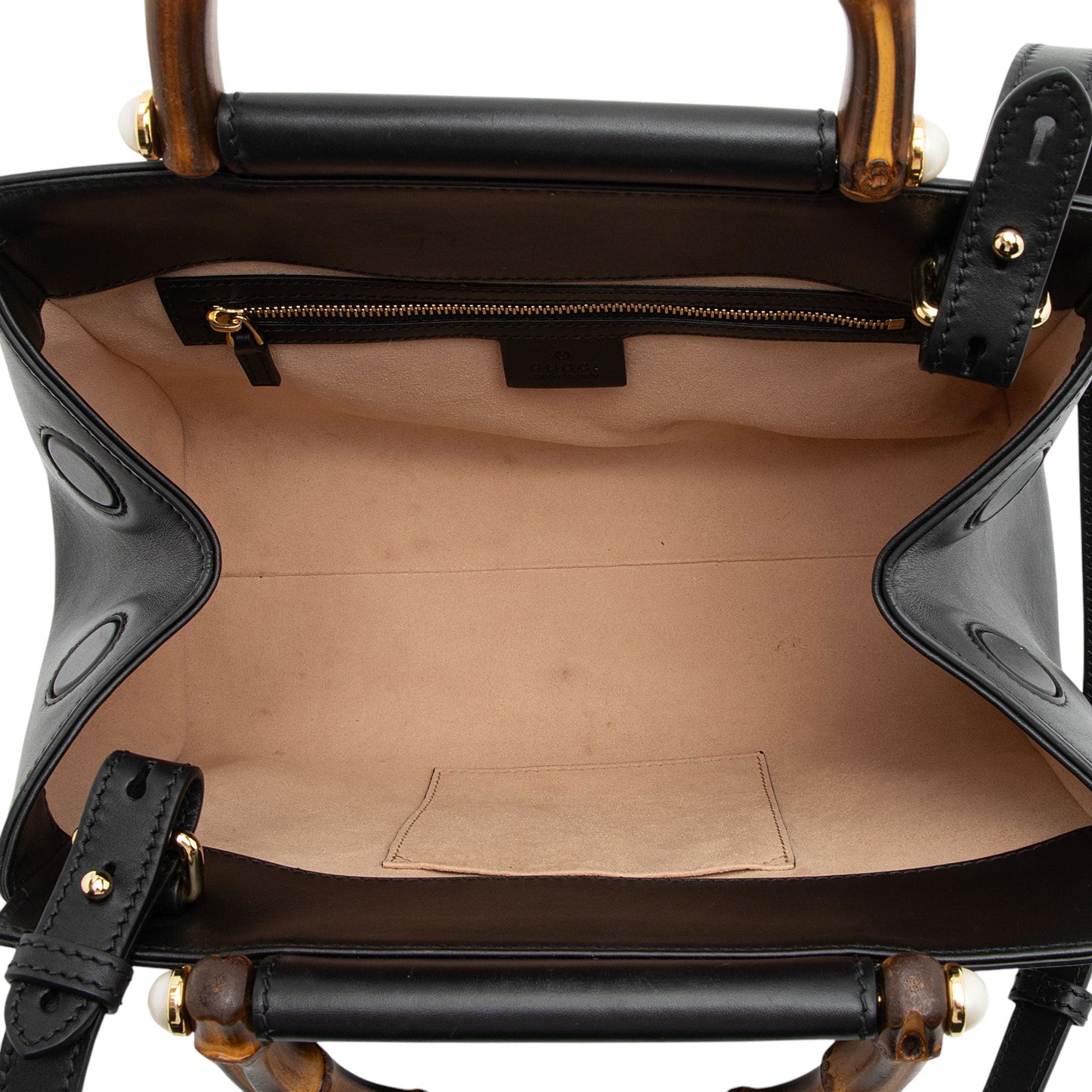 Gucci Leather Bamboo Nymphaea Small Top Handle (SHF-lcy8Sb)