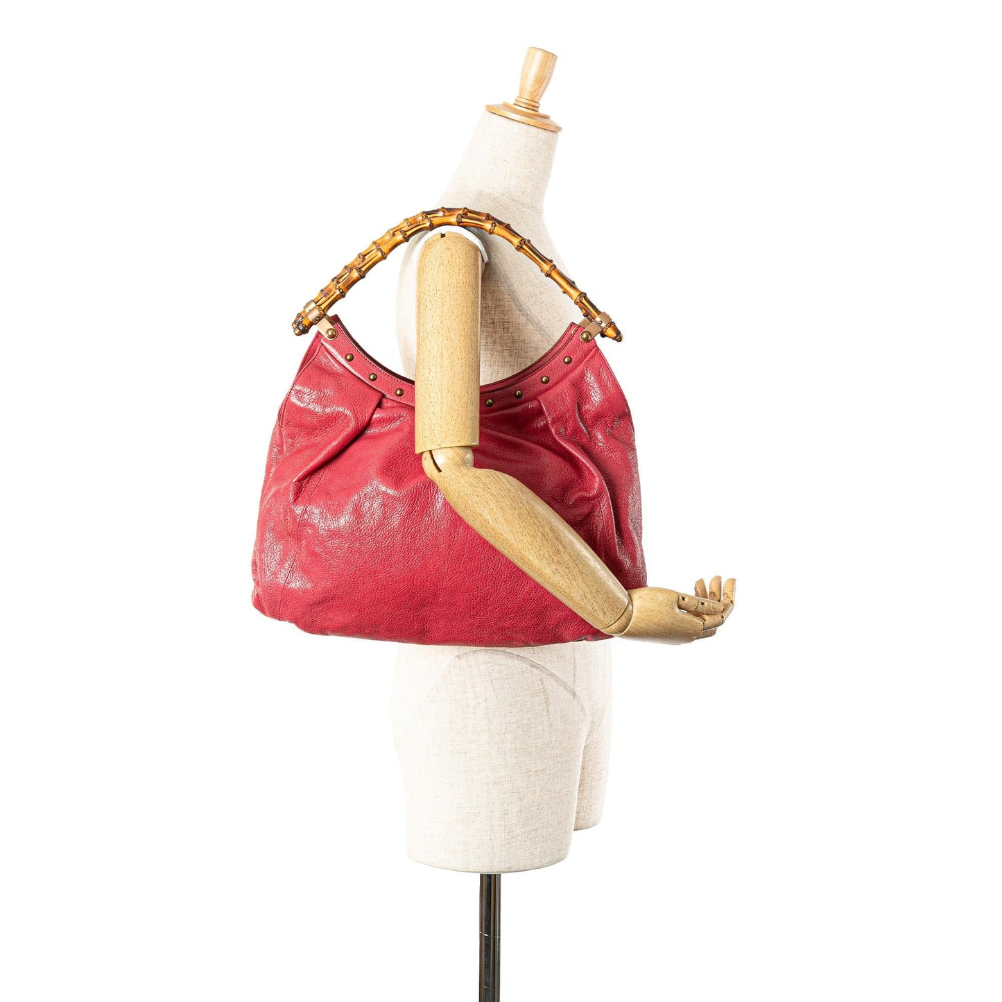 Gucci Leather Bamboo Studded Hobo