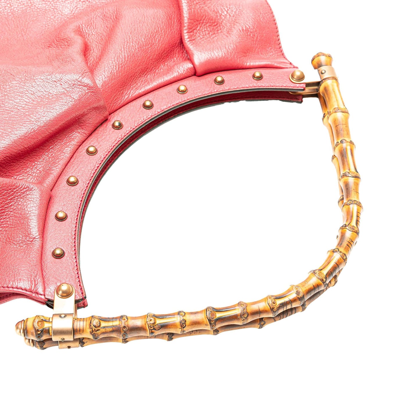 Gucci Leather Bamboo Studded Hobo