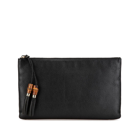 Gucci Leather Bamboo Tassel Clutch