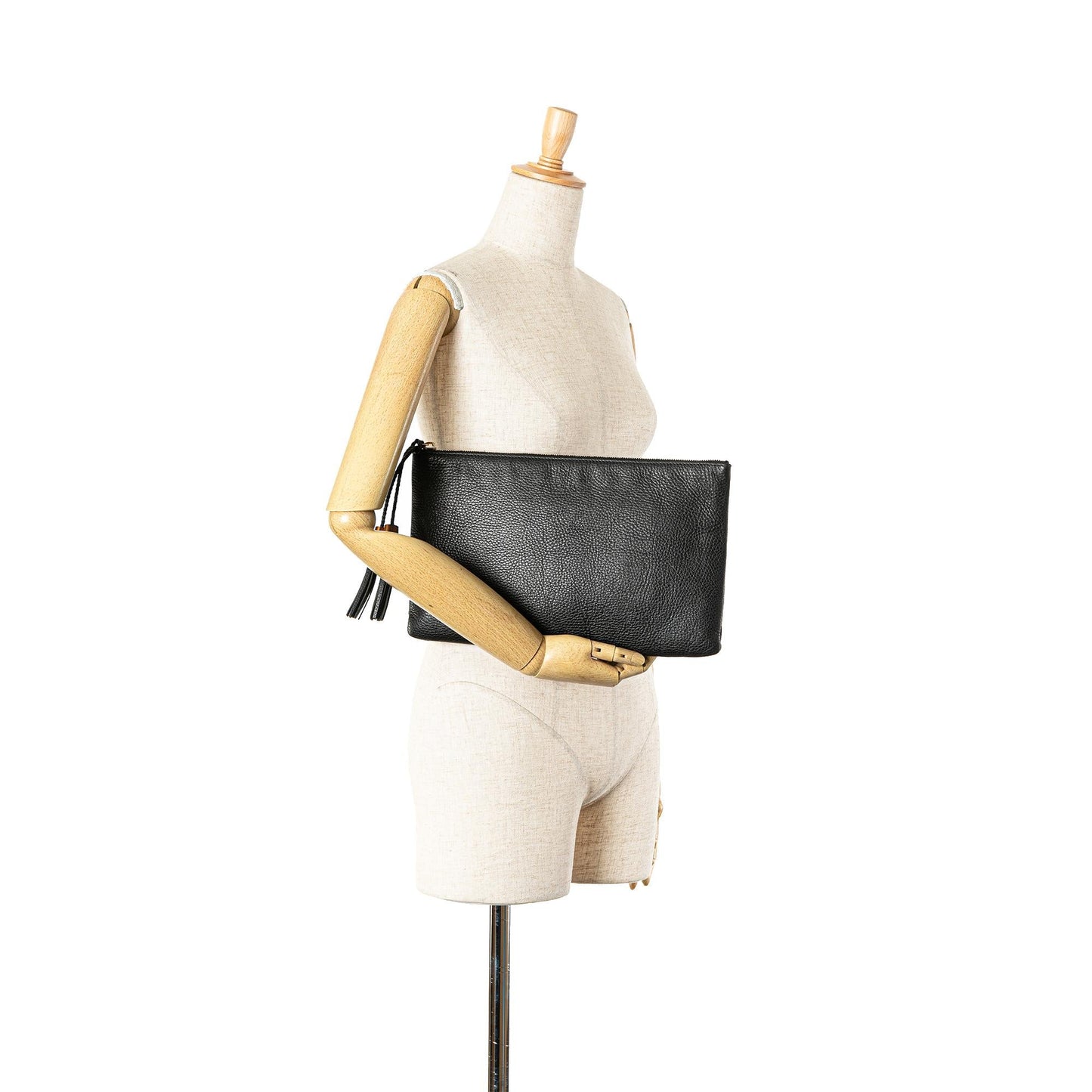 Gucci Leather Bamboo Tassel Clutch
