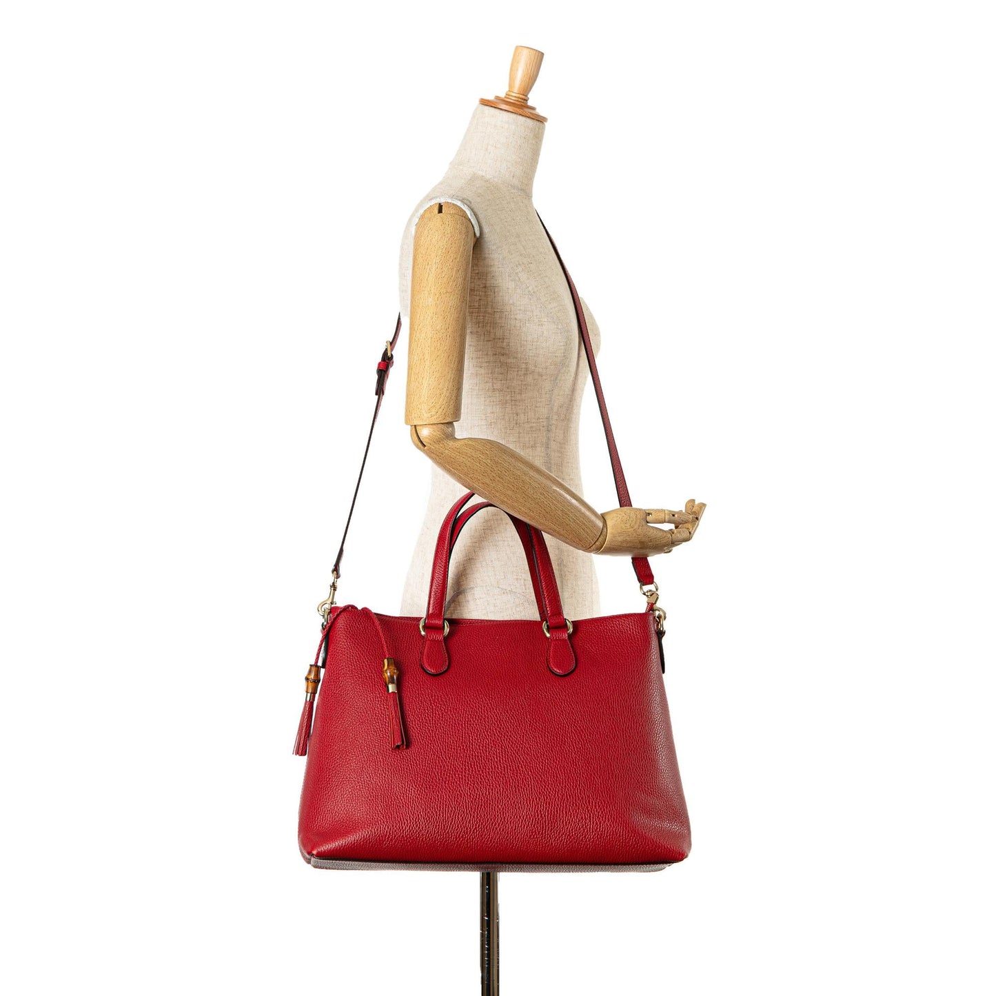 Gucci Leather Bamboo Tassel Satchel (SHG-thibsC)