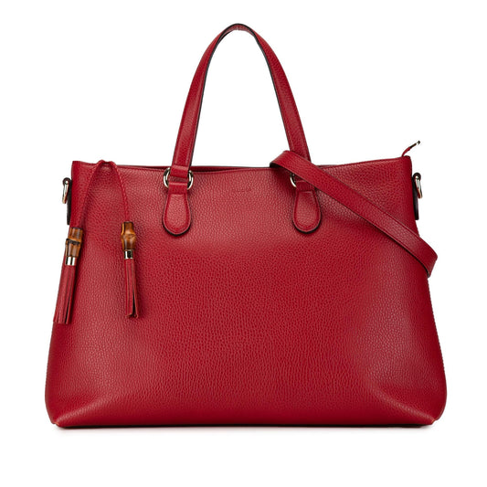 Gucci Leather Bamboo Tassel Satchel (SHG-thibsC)
